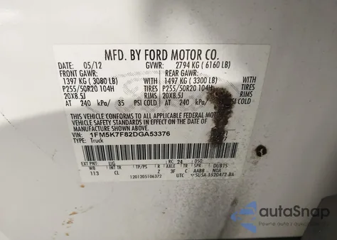 2013 Ford Explorer Limited z USA, uszkodzony, nr VIN 1FM5K7F82DGA53376